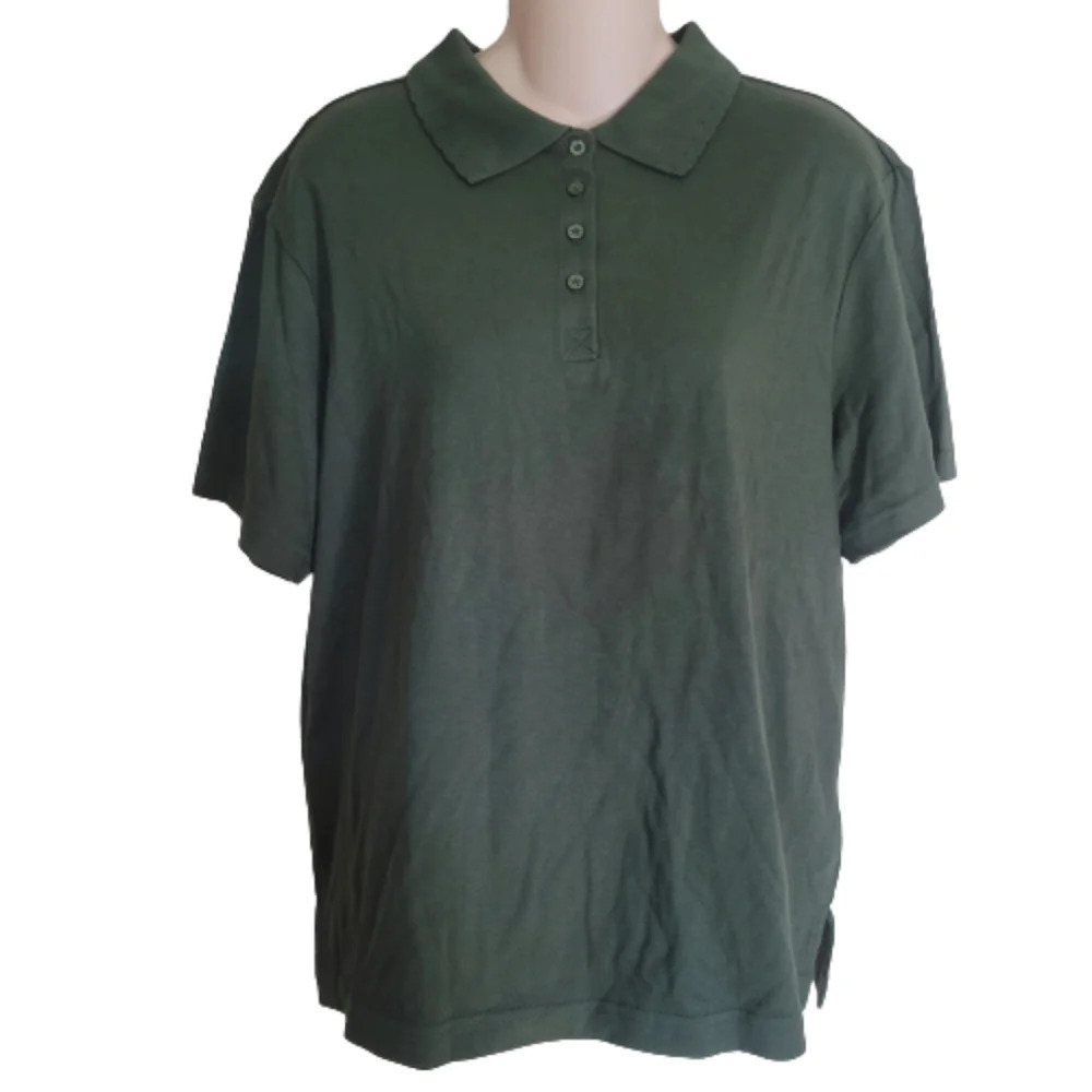 Basic Editions Vintage 90's Green Polo Shirt Size Women's Large NEW